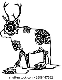 Deer Mandala Black Design With Nature Pattern