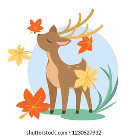 Deer and Maple Leaves