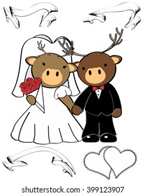 deer married cartoon set in vector format very easy to edit
