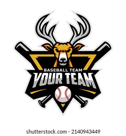 Deer mascot for baseball team logo. Vector Illustration.	
