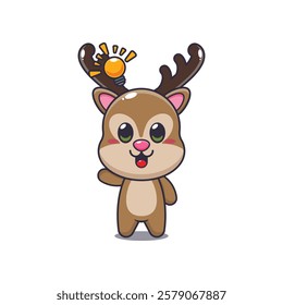 deer mascot cartoon character vector illustration get an idea.
design element for poster, brochure, web, mascot, sticker, logo and icon.