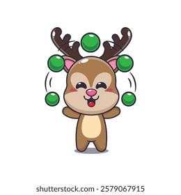 deer mascot cartoon character vector illustration circus attraction with balls.
Design element for poster, brochure, web, mascot, sticker, logo and icon.