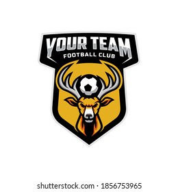 Deer mascot for a football team logo. Vector Illustration.