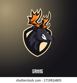 Deer mascot logo design with modern illustration concept style for badge, emblem and t shirt printing. Angry Deer illustration for sport and e-sport team.
