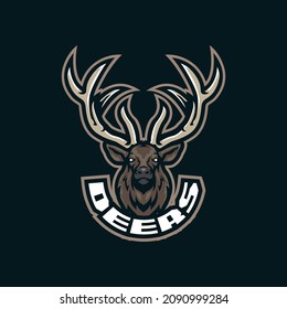 Deer mascot logo design vector with modern illustration concept style for badge, emblem and t shirt printing. Deer head illustration for sport and esport team.