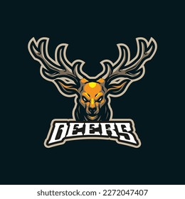 Deer mascot logo design vector with modern illustration concept style for badge, emblem and t shirt printing. Deer illustration for sport and esport team.