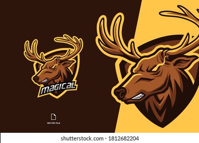 deer mascot logo esport game template 