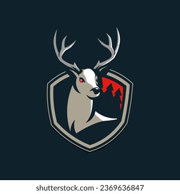 Deer Mascot Logo in Forest Design illustration Vector