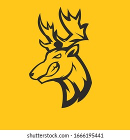 Deer mascot logo silhouette version. Deer in sport style, mascot logo illustration design vector