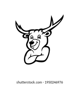 Deer mascot logo silhouette version. Deer cartoon logo in sport style, mascot logo illustration design vector