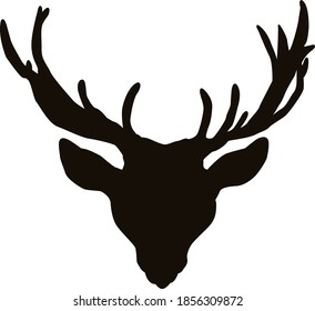 Deer mascot logo vector illustration. Deer head black silhouette.