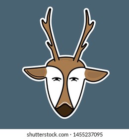 Deer Mask. Logo, Icon, Sticker. Flat Design. Vector Illustration.