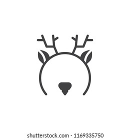 Deer mask vector icon. filled flat sign for mobile concept and web design. Carnival mask simple solid icon. Symbol, logo illustration. Pixel perfect vector graphics
