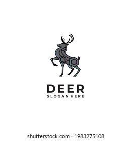 Deer mechanical robotic modern logo, illustration animal symbol.