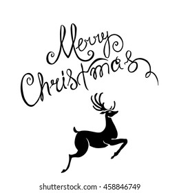 Deer Merry Christmas Poster Template Vector Stock Vector (royalty Free 