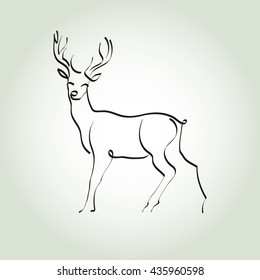 Deer in a minimal line style vector