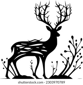 Deer | Minimalist and Simple Silhouette - Vector illustration