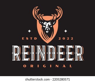Deer modern logo, emblem design editable for your business. Reindeer vector illustration.