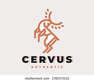 Deer modern logo. Reindeer emblem design editable for your business.