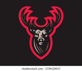 Deer modern mascot logo. Reindeer design emblem template for a sport and eSport team.