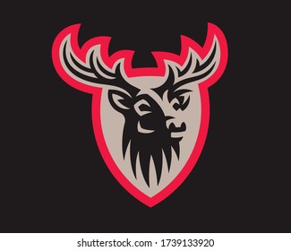 Deer modern mascot logo. Reindeer design emblem template for a sport and eSport team.