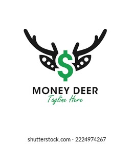 diseño del logotipo de la ilustración del vector de dinero de ciervo