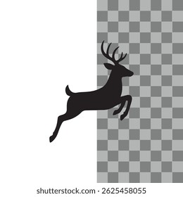Deer, Monochrome deer head silhouette with antlers in a circular emblem design. Illustration of a deer jumping icon silhouette, deer head icon