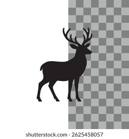 Deer, Monochrome deer head silhouette with antlers in a circular emblem design. Illustration of a deer jumping icon silhouette, deer head icon