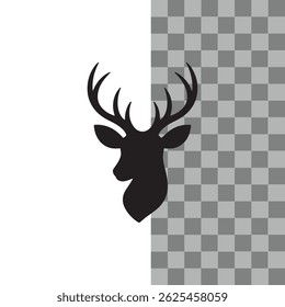 Deer, Monochrome deer head silhouette with antlers in a circular emblem design. Illustration of a deer jumping icon silhouette, deer head icon