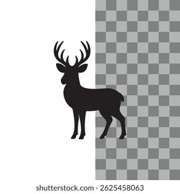 Deer, Monochrome deer head silhouette with antlers in a circular emblem design. Illustration of a deer jumping icon silhouette, deer head icon