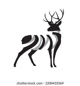 Hirschmonogramm-Spirallogo, modernes Hirschlogo