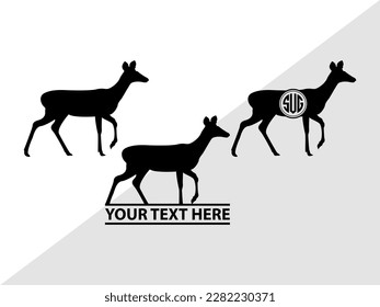 Deer Monogram Vector Illustration Silhouette