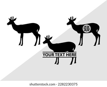 Deer Monogram Vector Illustration Silhouette