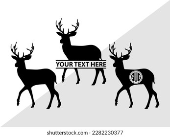 Deer Monogram Vector Illustration Silhouette