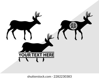 Deer Monogram Vector Illustration Silhouette