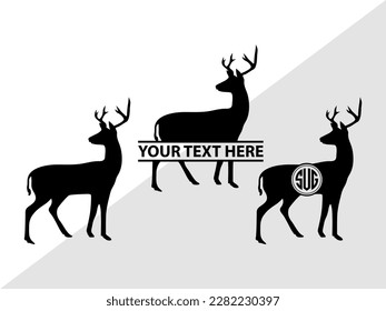 Deer Monogram Vector Illustration Silhouette