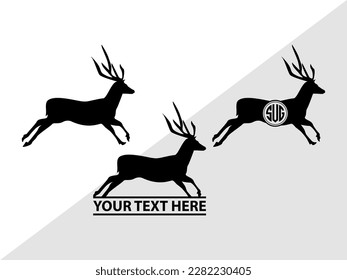 Deer Monogram Vector Illustration Silhouette