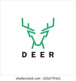 Deer monoline logo design vector template