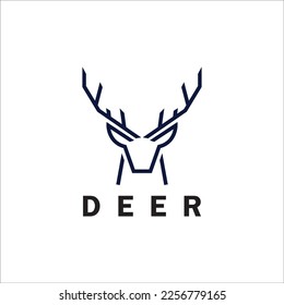 Deer monoline logo design vector template