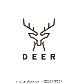 Deer monoline logo design vector template