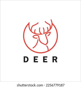 Deer monoline logo design vector template