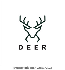 Deer monoline logo design vector template