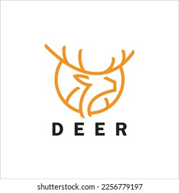 Deer monoline logo design vector template