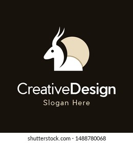 Deer Moon Animal Wildlife Creative Vector Logo