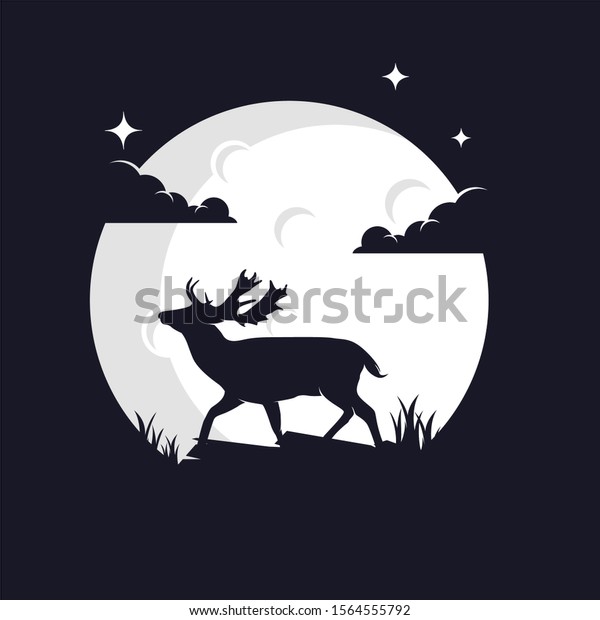 Deer with Moon\
Background Logo Template