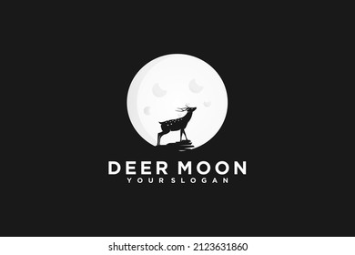 deer with moon, logo inspiration for your business.