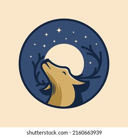mascota del logo de venado y luna