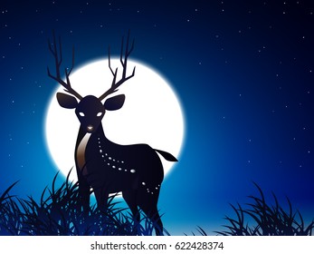 deer and moon and meadow