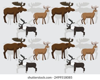 Deer Moose Reindeer Cartoon Cute Seamless Wallpaper Background