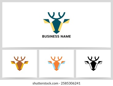 Deer Moose Simple Geometric Shape Logo Design